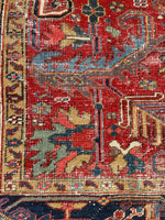 6'9 x 10' Antique Persian Heriz rug #2008 / 7x10 Vintage Rug - Blue Parakeet Rugs