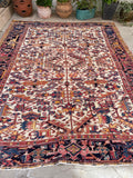 7'2 x 9' Antique Persian Heriz rug #2009 / 7x9 Vintage Rug - Blue Parakeet Rugs