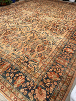 13' x 17'6 Antique Peach Persian Lilihan Rug #2505 / 13x17 vintage rug - Blue Parakeet Rugs