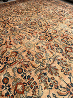 13' x 17'6 Antique Peach Persian Lilihan Rug #2505 / 13x17 vintage rug - Blue Parakeet Rugs