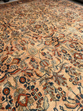 13' x 17'6 Antique Peach Persian Lilihan Rug #2505 / 13x17 vintage rug - Blue Parakeet Rugs