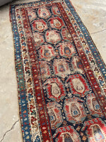3'5 x 9'7 Antique Caucasian Shirvan rug #2010 / 3x10 Vintage Rug - Blue Parakeet Rugs