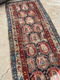 3'5 x 9'7 Antique Caucasian Shirvan rug #2010 / 3x10 Vintage Rug - Blue Parakeet Rugs