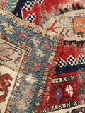 3'5 x 9'7 Antique Caucasian Shirvan rug #2010 / 3x10 Vintage Rug - Blue Parakeet Rugs