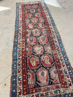 3'5 x 9'7 Antique Caucasian Shirvan rug #2010 / 3x10 Vintage Rug - Blue Parakeet Rugs