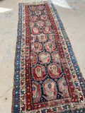3'5 x 9'7 Antique Caucasian Shirvan rug #2010 / 3x10 Vintage Rug - Blue Parakeet Rugs
