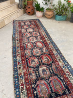 3'5 x 9'7 Antique Caucasian Shirvan rug #2010 / 3x10 Vintage Rug - Blue Parakeet Rugs