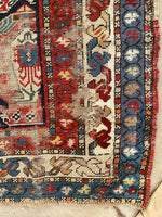 3'5 x 9'7 Antique Caucasian Shirvan rug #2010 / 3x10 Vintage Rug - Blue Parakeet Rugs