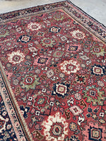7'1 x 10'10 Antique Mahal rug #2184 / 7x11 Vintage Rug - Blue Parakeet Rugs