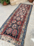 3'5 x 9'7 Antique Caucasian Shirvan rug #2010 / 3x10 Vintage Rug - Blue Parakeet Rugs