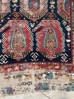 3'5 x 9'7 Antique Caucasian Shirvan rug #2010 / 3x10 Vintage Rug - Blue Parakeet Rugs
