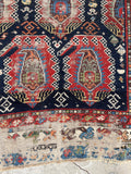3'5 x 9'7 Antique Caucasian Shirvan rug #2010 / 3x10 Vintage Rug - Blue Parakeet Rugs