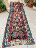 3'5 x 9'7 Antique Caucasian Shirvan rug #2010 / 3x10 Vintage Rug - Blue Parakeet Rugs