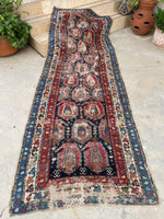 3'5 x 9'7 Antique Caucasian Shirvan rug #2010 / 3x10 Vintage Rug - Blue Parakeet Rugs