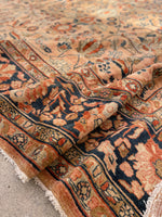 13' x 17'6 Antique Peach Persian Lilihan Rug #2505 / 13x17 vintage rug - Blue Parakeet Rugs
