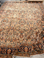 13' x 17'6 Antique Peach Persian Lilihan Rug #2505 / 13x17 vintage rug - Blue Parakeet Rugs
