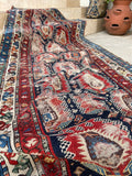 3'5 x 9'7 Antique Caucasian Shirvan rug #2010 / 3x10 Vintage Rug - Blue Parakeet Rugs