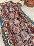 3'5 x 9'7 Antique Caucasian Shirvan rug #2010 / 3x10 Vintage Rug - Blue Parakeet Rugs