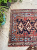 3'10 x 4'7 Antique nomadic rug #2012 / 4x5 Vintage Rug - Blue Parakeet Rugs