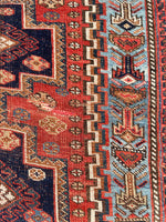3'10 x 4'7 Antique nomadic rug #2012 / 4x5 Vintage Rug - Blue Parakeet Rugs