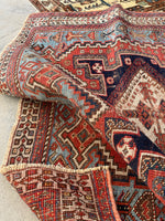 3'10 x 4'7 Antique nomadic rug #2012 / 4x5 Vintage Rug - Blue Parakeet Rugs