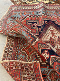 3'10 x 4'7 Antique nomadic rug #2012 / 4x5 Vintage Rug - Blue Parakeet Rugs