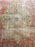 9'2 x 13'4 worn Antique Turkish Rug (#1369) - Blue Parakeet Rugs