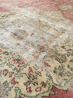 9'2 x 13'4 worn Antique Turkish Rug (#1369) - Blue Parakeet Rugs