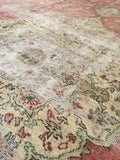 9'2 x 13'4 worn Antique Turkish Rug (#1369) - Blue Parakeet Rugs