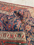 4'1 x 7'7 Antique tribal iron rug #2013 / 4x8 Vintage Rug - Blue Parakeet Rugs