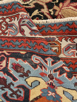 3'10 x 5' Antique Eagle Kazak rug #2014 / 4x5 Vintage Rug - Blue Parakeet Rugs