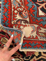 3'10 x 5' Antique Eagle Kazak rug #2014 / 4x5 Vintage Rug - Blue Parakeet Rugs