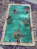 4x7 Antique Art Deco Chinese Rug #2697 - Blue Parakeet Rugs