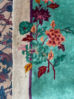 4x7 Antique Art Deco Chinese Rug #2697 - Blue Parakeet Rugs