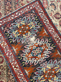 3'10 x 5' Antique Eagle Kazak rug #2014 / 4x5 Vintage Rug - Blue Parakeet Rugs