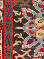 3'10 x 5' Antique Eagle Kazak rug #2014 / 4x5 Vintage Rug - Blue Parakeet Rugs