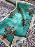 4x7 Antique Art Deco Chinese Rug #2697 - Blue Parakeet Rugs