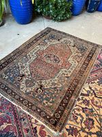 3'5 x 4'9 Antique Persian Ferahan Sarouk Rug #2699ML - Blue Parakeet Rugs