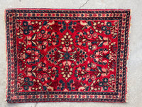1’10 x 2’6 Antique Sarouk mat rug #2183 / 2x3 Vintage Rug - Blue Parakeet Rugs
