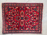 1’10 x 2’6 Antique Sarouk mat rug #2183 / 2x3 Vintage Rug - Blue Parakeet Rugs