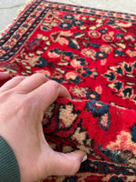 1’10 x 2’6 Antique Sarouk mat rug #2183 / 2x3 Vintage Rug - Blue Parakeet Rugs