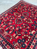 1’10 x 2’6 Antique Sarouk mat rug #2183 / 2x3 Vintage Rug - Blue Parakeet Rugs