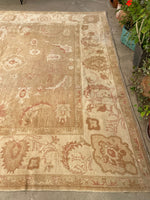 9'1 x 11'7 Heavy duty Vintage Turkish Oushak rug #2185 / 9x12 Vintage Rug - Blue Parakeet Rugs