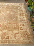 9'1 x 11'7 Heavy duty Vintage Turkish Oushak rug #2185 / 9x12 Vintage Rug - Blue Parakeet Rugs