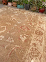 9'1 x 11'7 Heavy duty Vintage Turkish Oushak rug #2185 / 9x12 Vintage Rug - Blue Parakeet Rugs