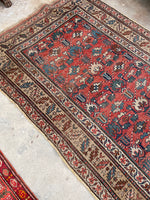 4'2 x 9'2 Antique worn Caucasian Kuba rug #2187ML / 4x9 Vintage Rug - Blue Parakeet Rugs