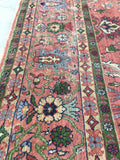9'1 x 13' love worn antique Persian Mahal Rug - Blue Parakeet Rugs