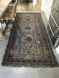 4'3 x 9'8 Worn Antique Caucasian Rug - Blue Parakeet Rugs