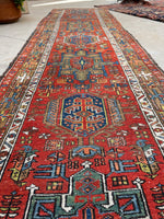 3’1 x 11’7 Antique tribal wool runner #376 / 3x12 Vintage runner - Blue Parakeet Rugs