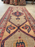 3'1 x 14'1 Antique Persian Camel Wool Runner #2349 - Blue Parakeet Rugs